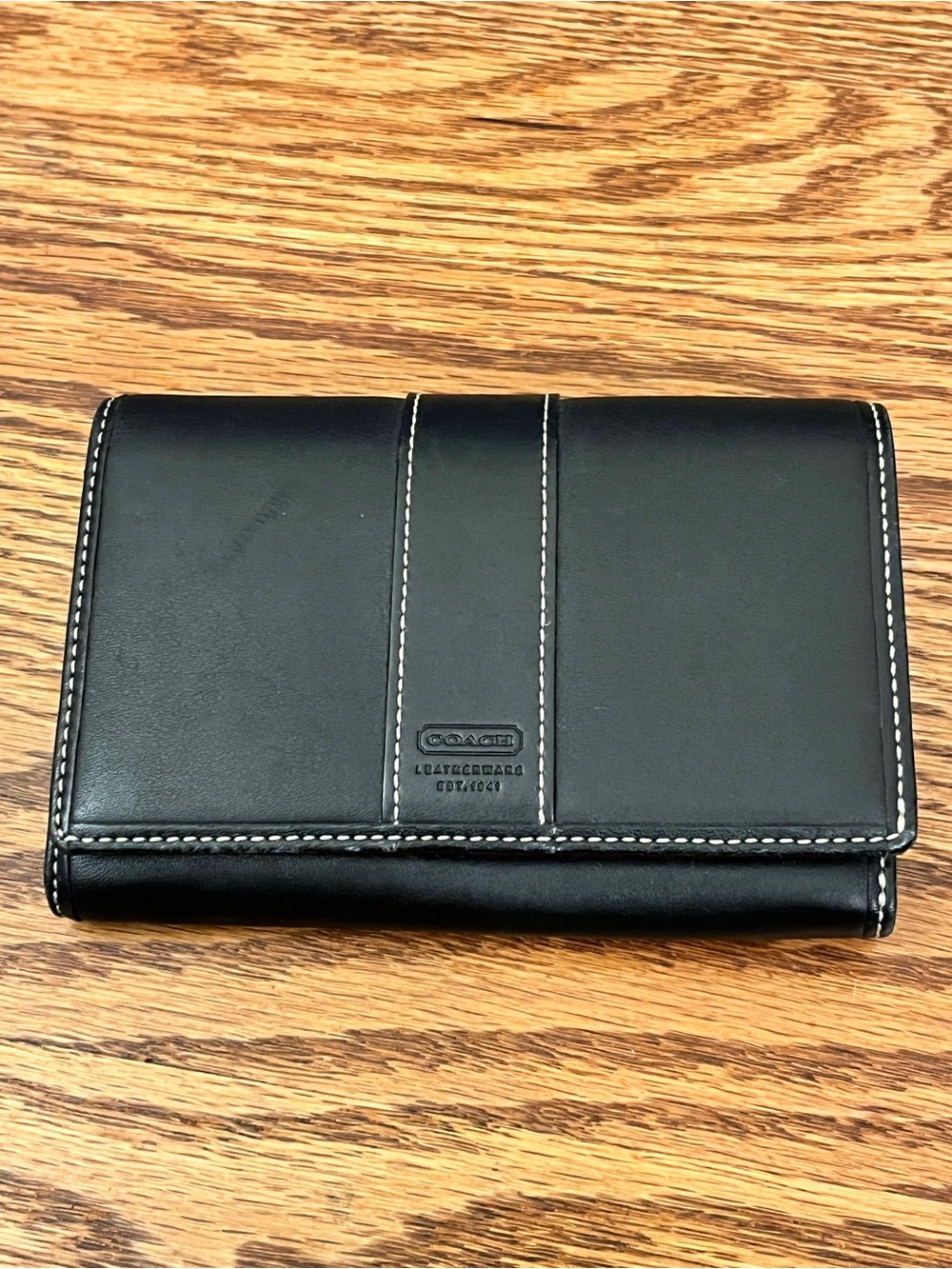 vintage Coach black leather wallet COA